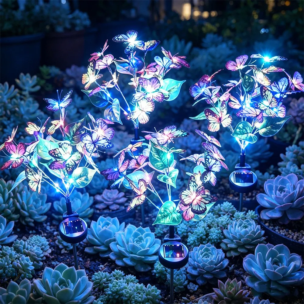 

Solar Butterfly Lights Outdoor Waterproof Summer Garden Lights with Spikes for Lawn Pathway Yard Holiday Wedding Decoration