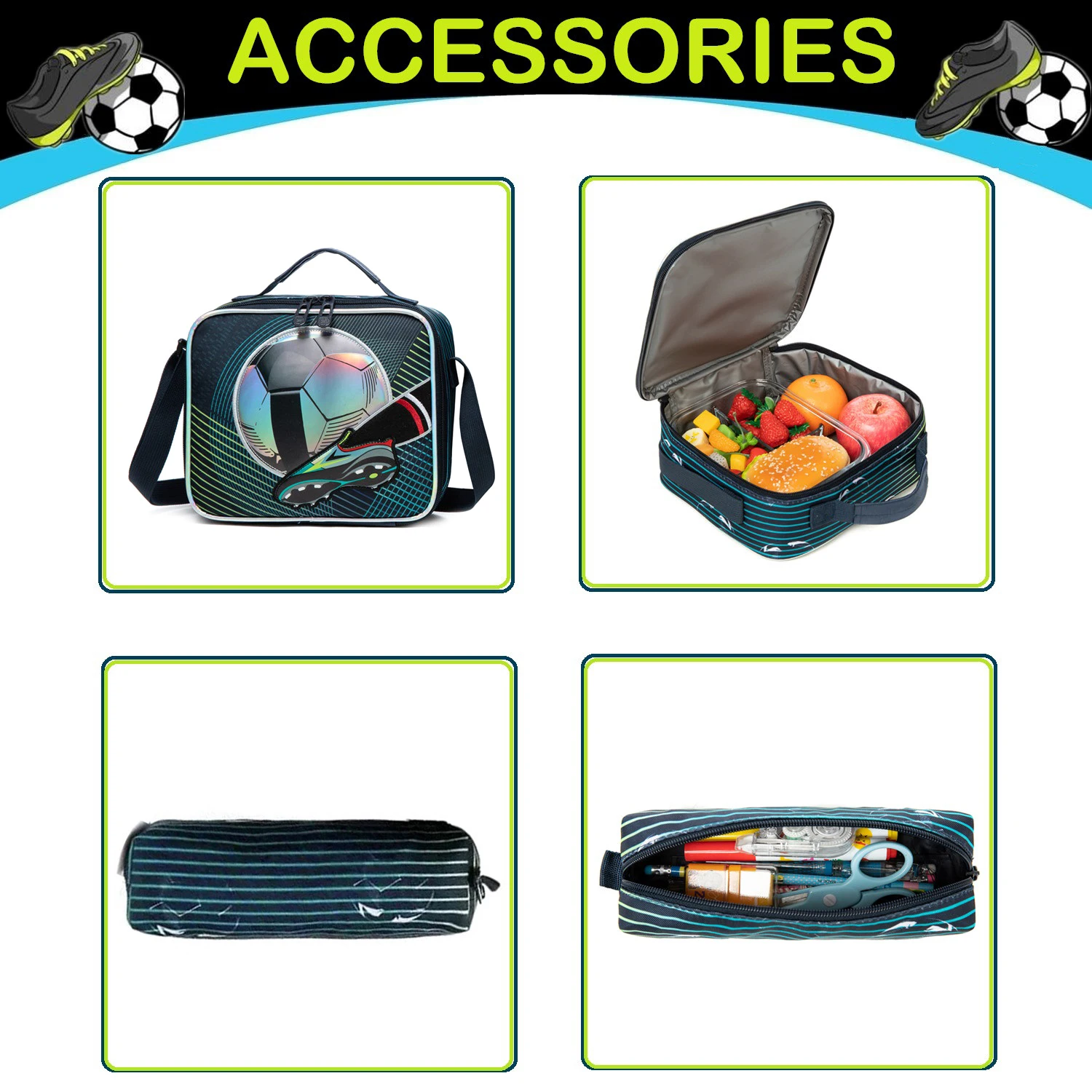 Kids School Backpacks for Boys Large Capacity Bookbag Set with Lunch Bag and Pencil Case Elementary Student Daily Backpack Back to School Supplies view 6