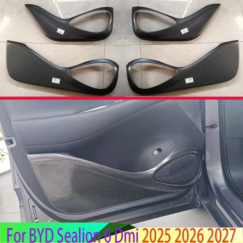 For BYD Sealion 6 Dmi 2025 2026 2027 Car Accessories Carbon Fiber Style Four Door Anti Kick Panel Decoration Protection Trim
