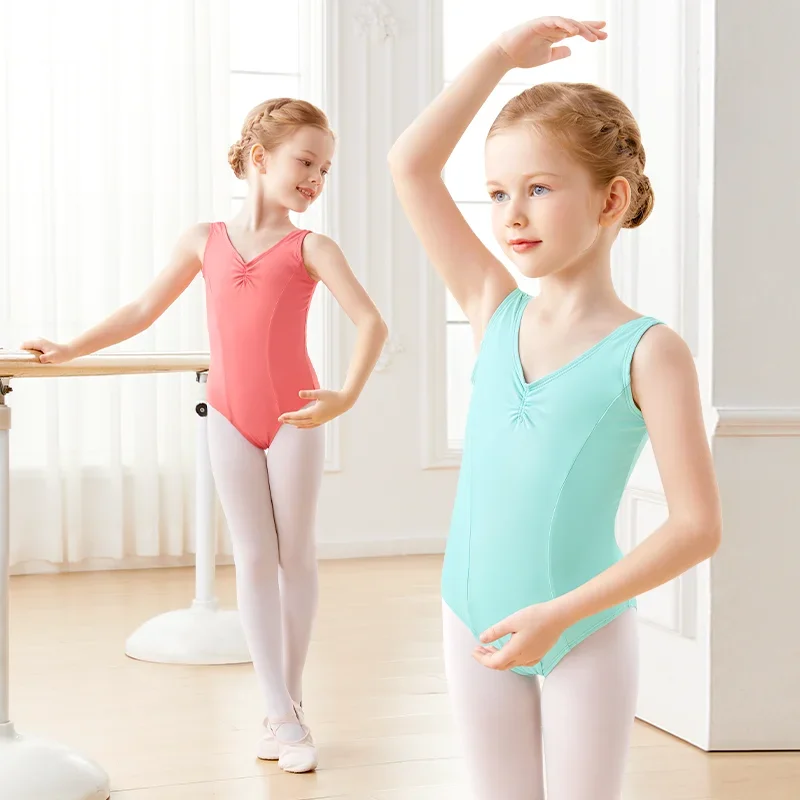 

2025 Leotardos de Ballet para niñas, leotardos sin mangas para danza gimnástica con forro completo, mono de Ballet clásico