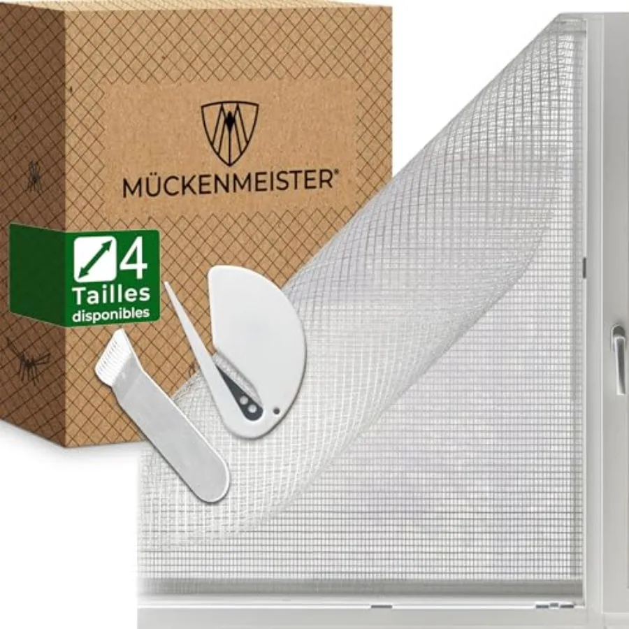 MÜCKENMEISTER ®   Moustiquaire de fenêtre en fibre de verre - Moustiquaire - Moustiquaire de fenêtre sans perçage - Moustiquaire avec Ba