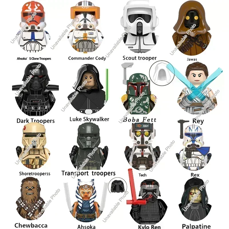 Горячие игрушки New Mandalorian Jiessie Rex Kylo Ren Boba Fett Obi-Wan Luke Skywalker Dark Troopers Модель Строительных блоков Набор подарочных игрушек