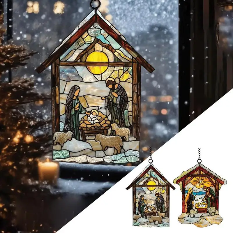 Christmas Nativity Ornaments Nativity Scene Pendant Religious Christmas Ornaments Nativity Scene Ornaments For Christmas Tree 2D