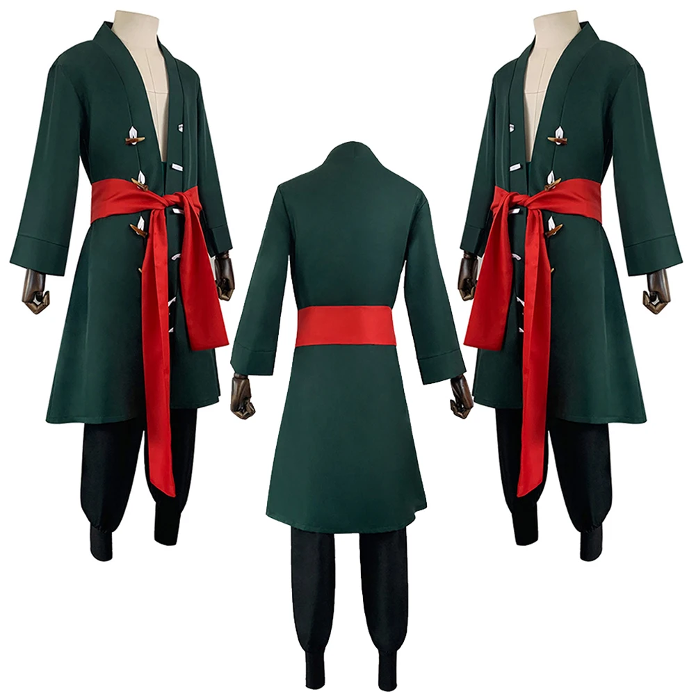 Zoro Cosplay Klassiekers Stijl Kimono Kostuum Anime Piraat Vermomming Pruiken Oorbellen Riem Outfits Mannen Hoodies Halloween Fantasia Pak