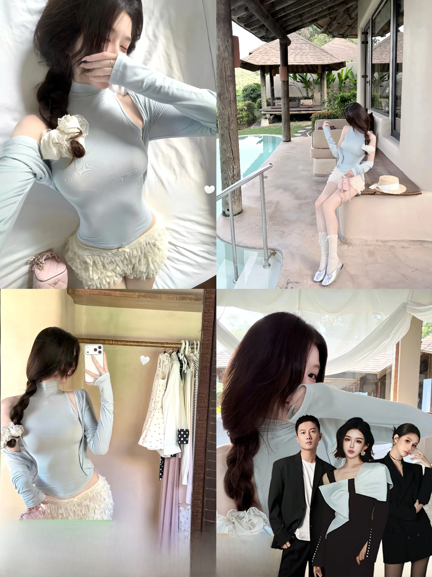 

Women's High Collar Vest Hanging Neck Thin Lightweight Pure Desire Set High Elastic Long Sleeve Regular Length Spring Summer ...