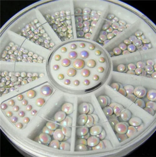 1 Hộp AB Màu Be Trắng Móng Hạt Bán Nguyệt Ngọc Trai 2-3Mm Móng Lấp Lánh Đính Móng Tay Ren Tự Làm Bánh Xe móng Tay Nghệ Thuật Trang Trí Trang Điểm