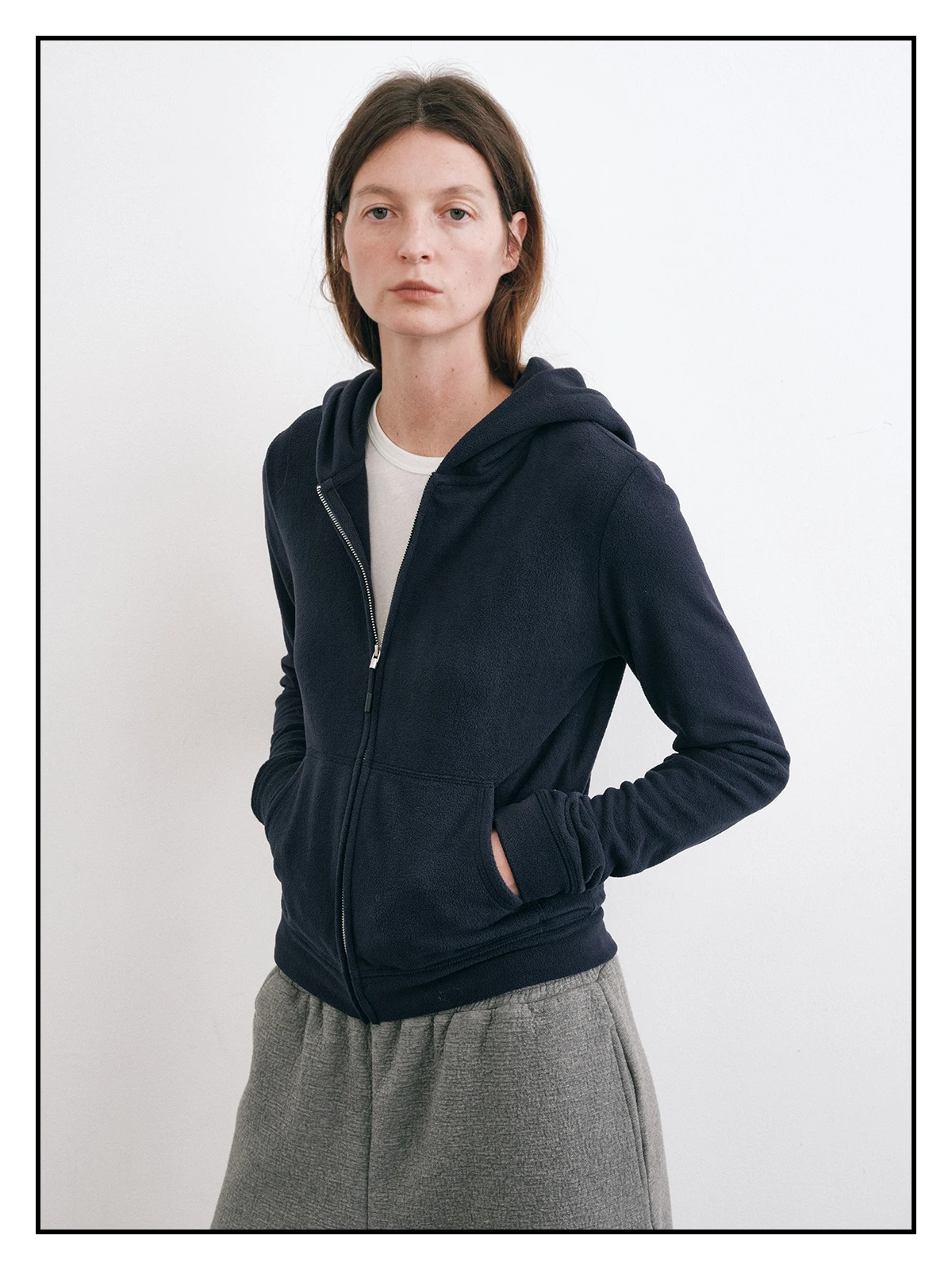 

yy Soft Fce Hoodie Slim Fit Dual Color Full Zip Open Cardigan Hoodie Polyester Fiber Long Sve Commute Sle Pure Color