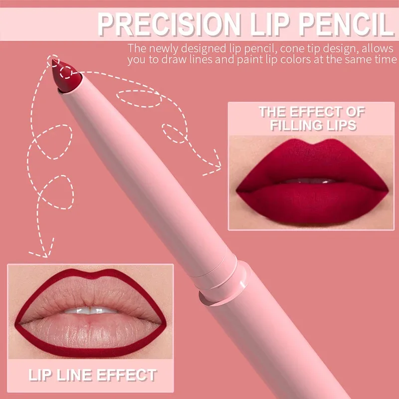 6pcs/Set Lip Liner Pen Set Long-Lasting, Waterproof Sweatproof, Easy Coloring Non-fading Color Rendering Lip Gloss Beauty Makeup