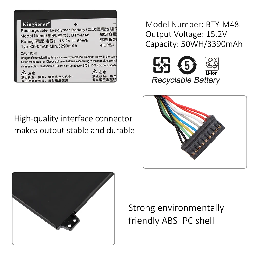 KingSener BTY-M48 4ICP5/41/119 Batterie Für MSI PS42 8M-211PH 8RB Prestige 8RA-044VN 8RC-001ES 8M-437 MECHREVO S1 i5 i7 3390 mAh