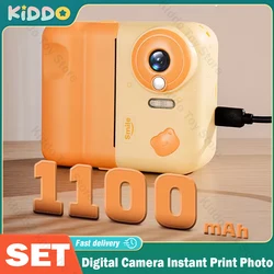 Câmera digital de impressão instantânea para crianças, impressão térmica, impressão fotográfica instantânea, vídeo brinquedos, cartão de memória 32G