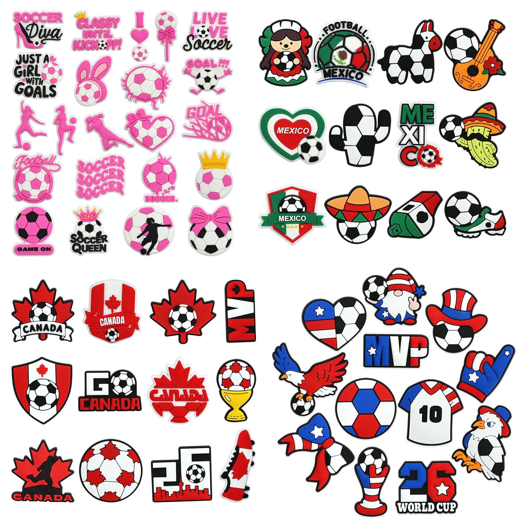 12-pcs Football Series Shoe Charms PVC DIY Shoes Decoration 
