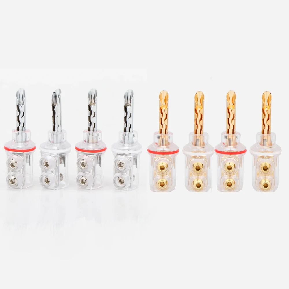 

High-end BA1446R/BA1445G Rhodium/Gold Plated BFA Z-type Banana Transparent Cover Audio Plug For 4-8MM Speaker Cable Diameter