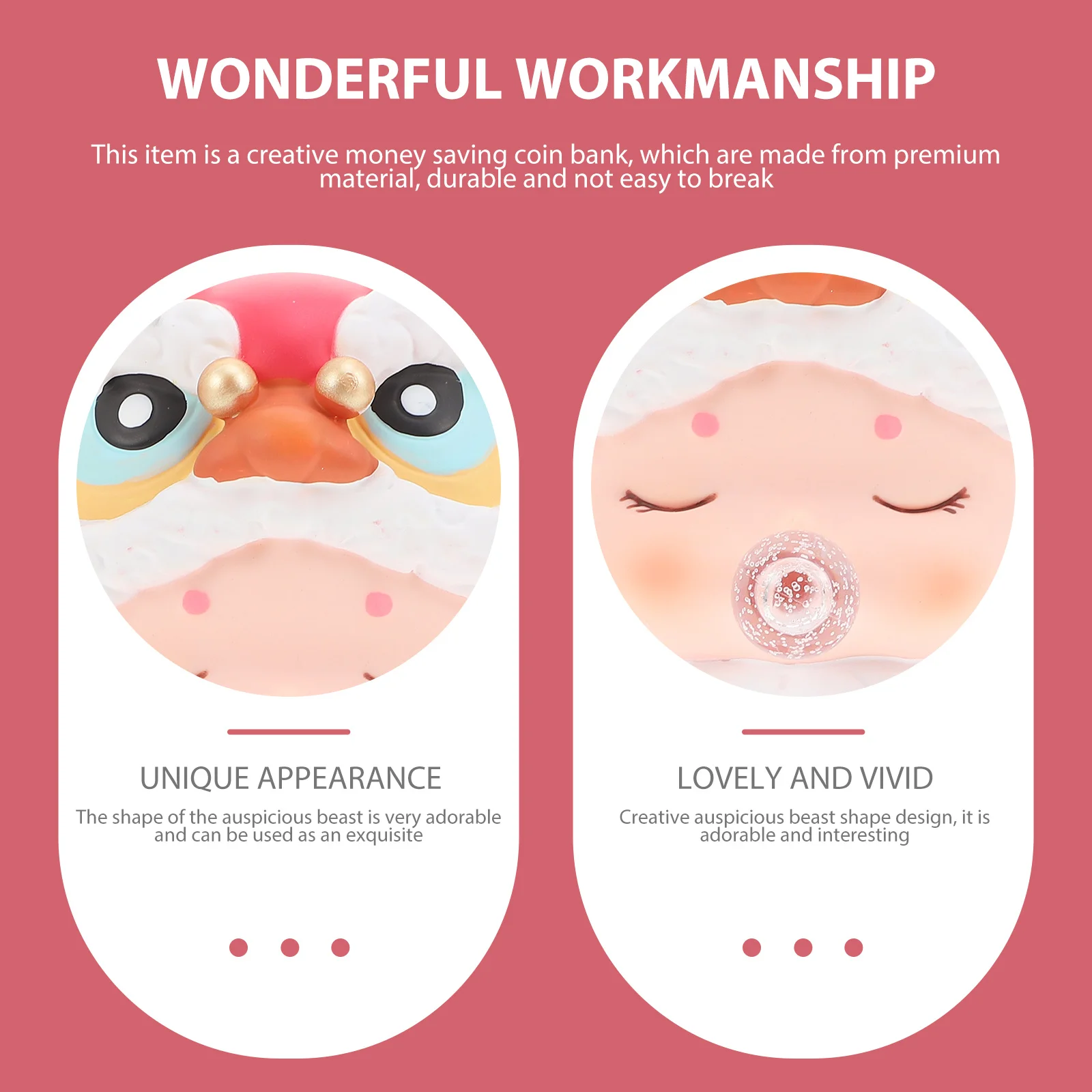 

Auspicious Beast Piggy Bank Creative Cartoon Coin Bank Kids Saving Jar Desktop Coin Box Large Capacity Money Storage