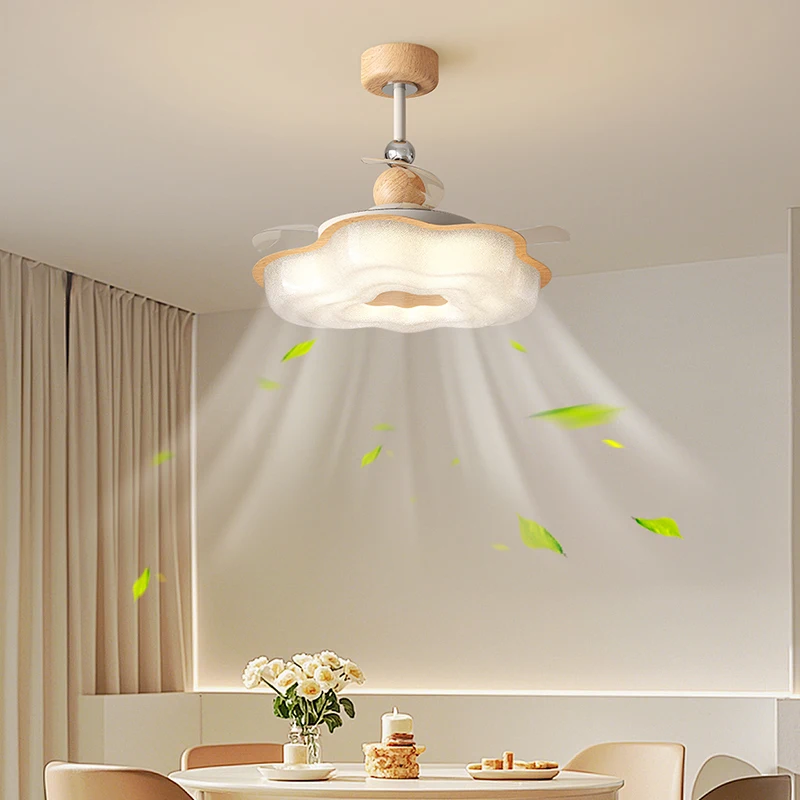 28inch Retro Creativity Led Ceiling Fans For Bedroom Living Room Indoor Lighting Ventilation Fixtures Ventiladores De Techo 36W