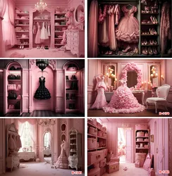 Pink Room Backdrops for Birthday Party Decorations Supplies Baby Shower Photo Background for Girl Princess Birthday Party