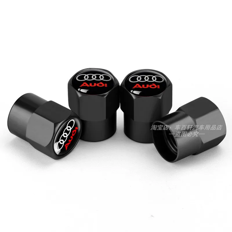 4Pcs Aluminum Car Wheel Tire Air Valve Caps Dust Cover with Color Brand Logo for AUDI RS S SLINE A4 A3 A6 Q3 quattro Q7 TT B8 8P