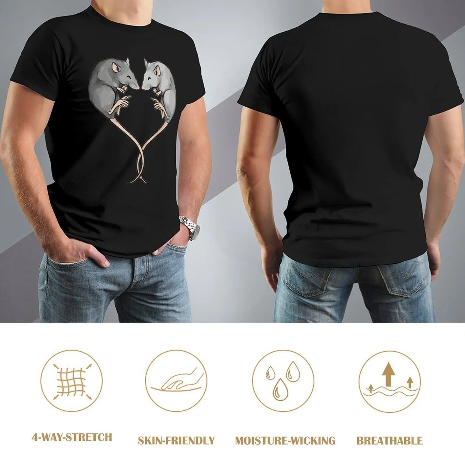 Divertenti magliette con cuore amante dei ratti Grafica in cotone Streetwear Manica corta Regali di compleanno T-shirt stile estivo Abbigliamento da uomo