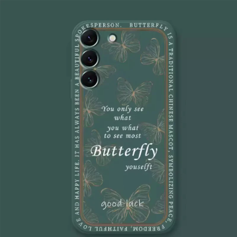 YL-Luxury Shockproof Butterfly Phone Case For Samsung Galaxy S23 22 21 20 10e Note20 10 FE Ultra Plus Silicone Back Cover Coque