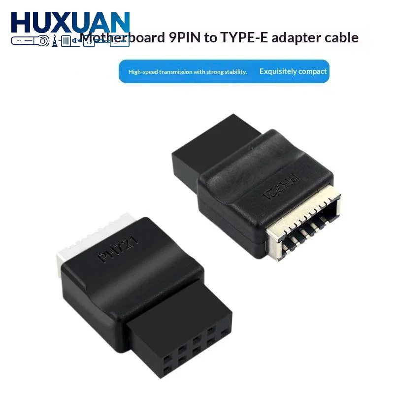 USB 2.0 9 Pin to Type-E Front Panel Female Header Adapter Low Signal Loss Plug and Play for Home Gaming PC Motherboard