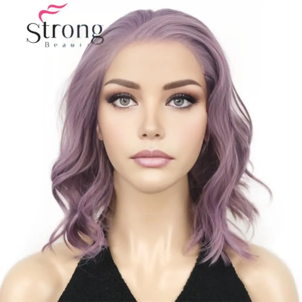 

Натуральный волнистый парик Strongbeauty с кружевной передней частью, 12 дюймов, для женщин, короткие синтетические парики с кружевной передней частью