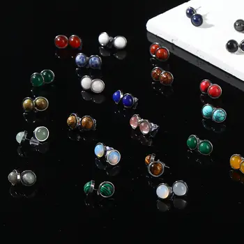 JD 6 8 10mm 天然瑪瑙耳環 療癒水晶石圓球珍珠耳環 時尚首飾 女士女孩批發 10 最佳銷售 瑪瑙耳環 - №4