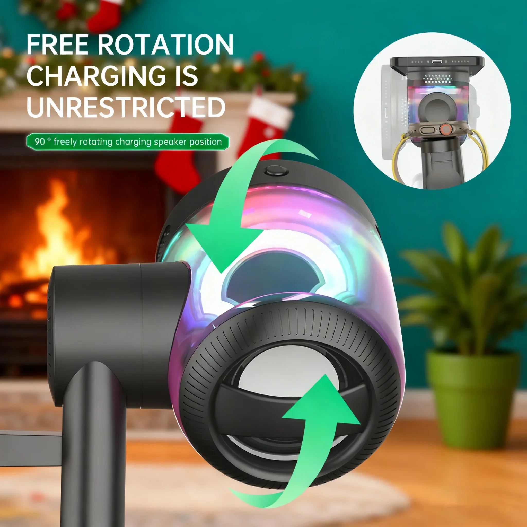 25 واط 3 في 1 الموسيقى شاحن لاسلكي سمّاعات بلوتوث المغناطيسي هدية عيد الميلاد آيفون 17 16 15 برو ماكس للساعة 1-10 Airpods #4