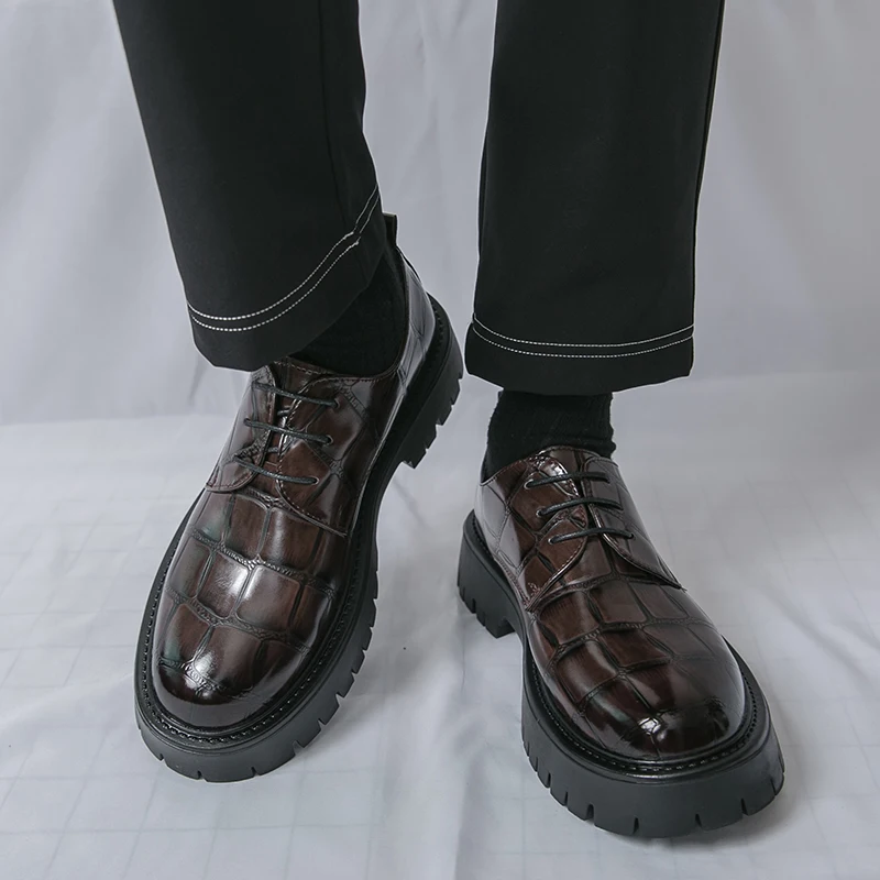 

Hong Kong Style Men's Oxford Shoes Black Business Wedding Shoes Men's Leather Shoes Classic Business Formal Men's Prom Shoes