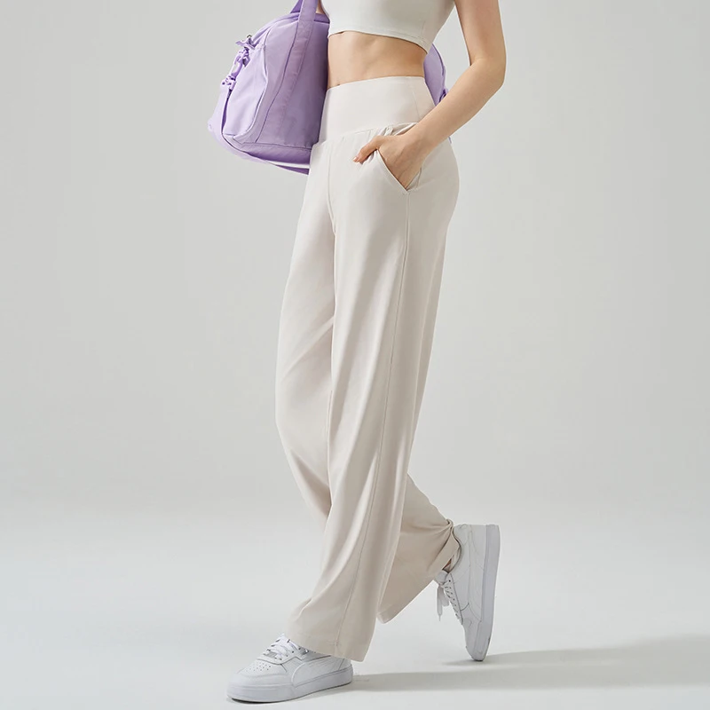 Yoga Sports Wide Leg Pants Breathable Loose High Waist Casual Pant Drape Feeling Long Legs Walking Straight Pants Women