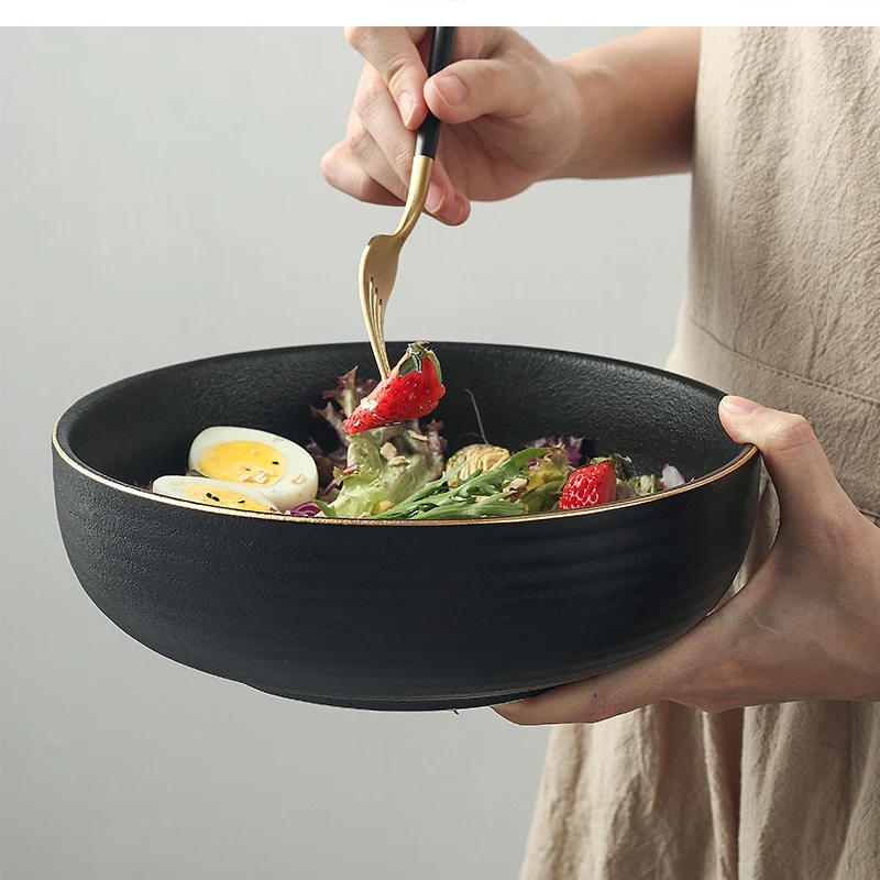

Посуда Матовый Черный Ресторан Круглый Керамический Бытовой Суп Ужин Овощной CE EU