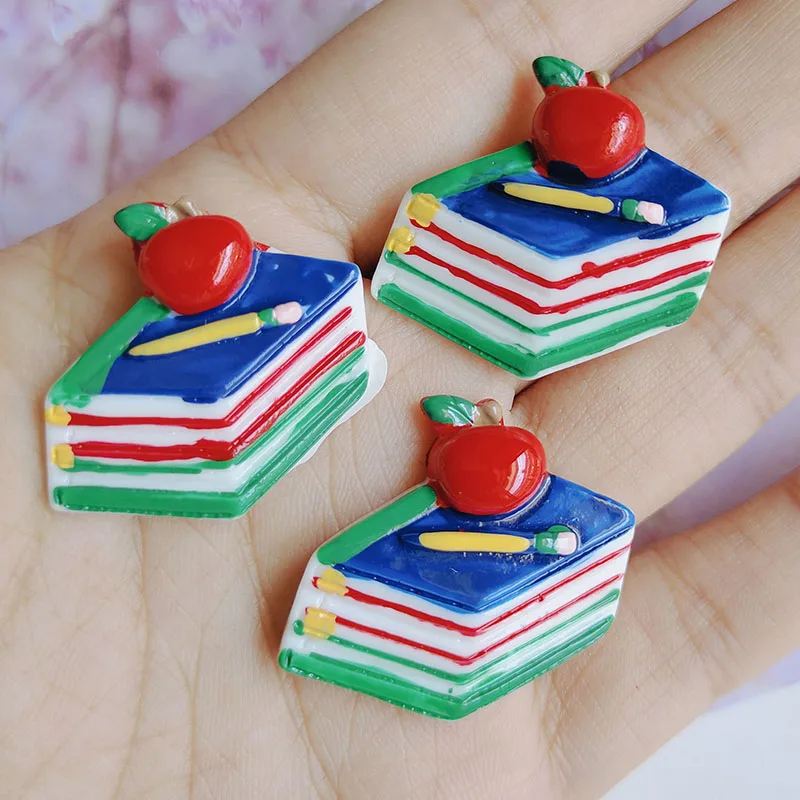 10pcs/lot DIY flat back resin school items book school bus blackboard kawaii resin cabochons accessoires