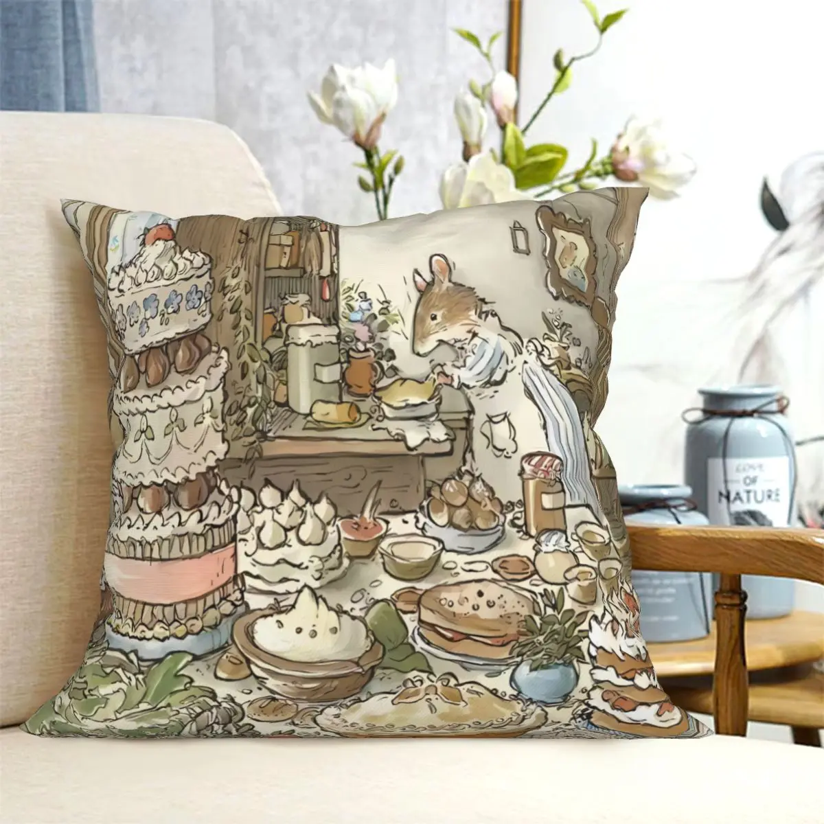 Brambly Hedge Cushion Pillow Cover Anime Zipper Cushion Cover Pillow Cover Home Decoration Customizable