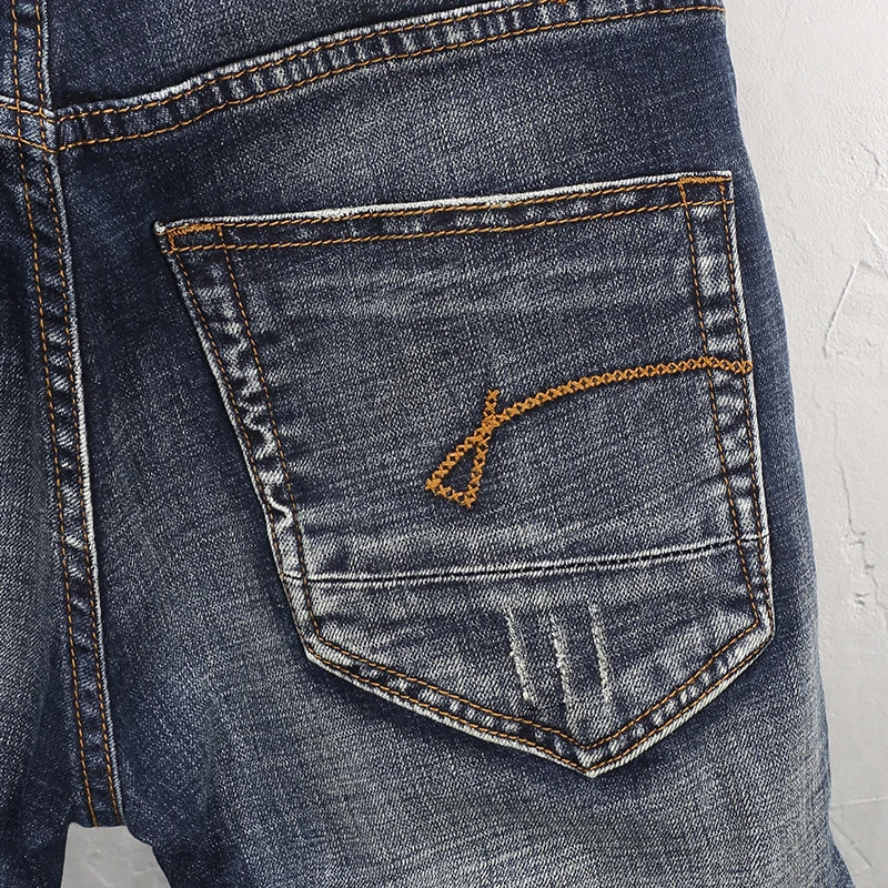 

Y2K fashion new high-quality jeans stretch slim fit washed nostalgic washed blue men's jeans hip-hop high-quality pants homb