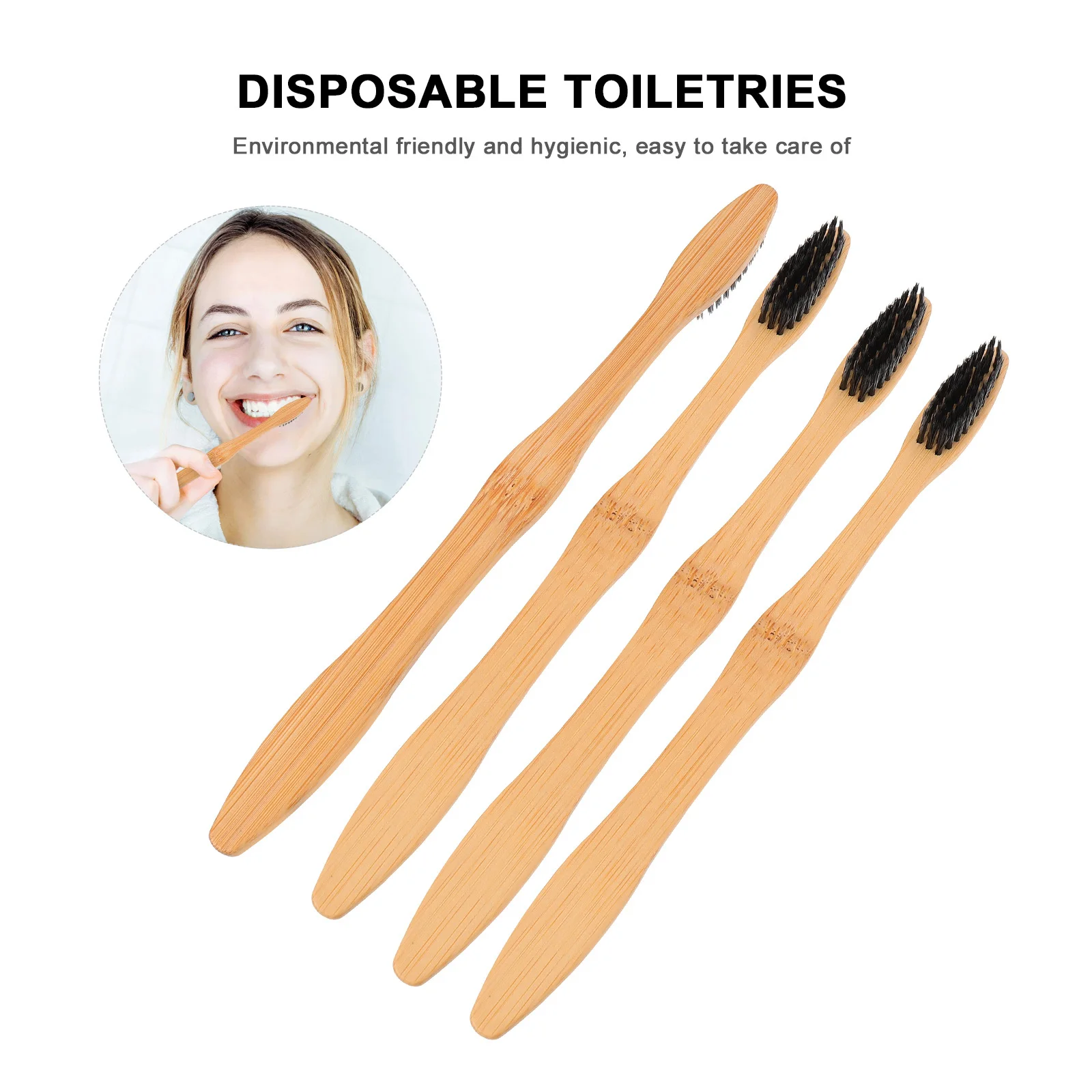 Spazzolino da denti portatile in bambù da 20 pezzi, impugnatura biodegradabile, impugnatura comoda e leggera per l'uso in campeggio, escursionismo, viaggi all'aperto