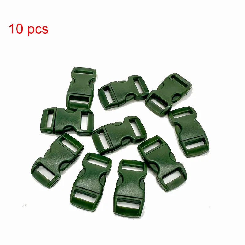 50 Stücke 10 Stücke 3/8 "10mm Kunststoff Seitenverschluss Schnalle Armband Gebogene Fallschirm 550 Paracord Armband DIY Zubehör