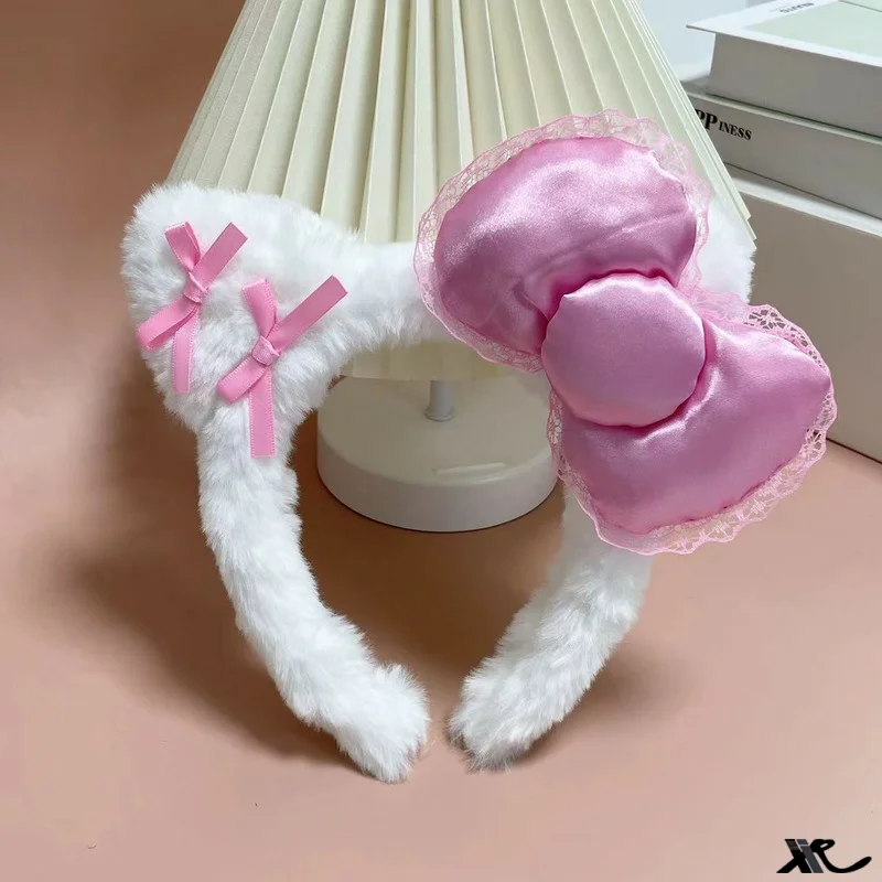 Sanurgente-Bandeau de sauna Hello Kitty KT pour fille, épingle à cheveux en peluche, nœud de princesse de dessin animé, pièce de sauna Runaway, cadeau mignon pour fille