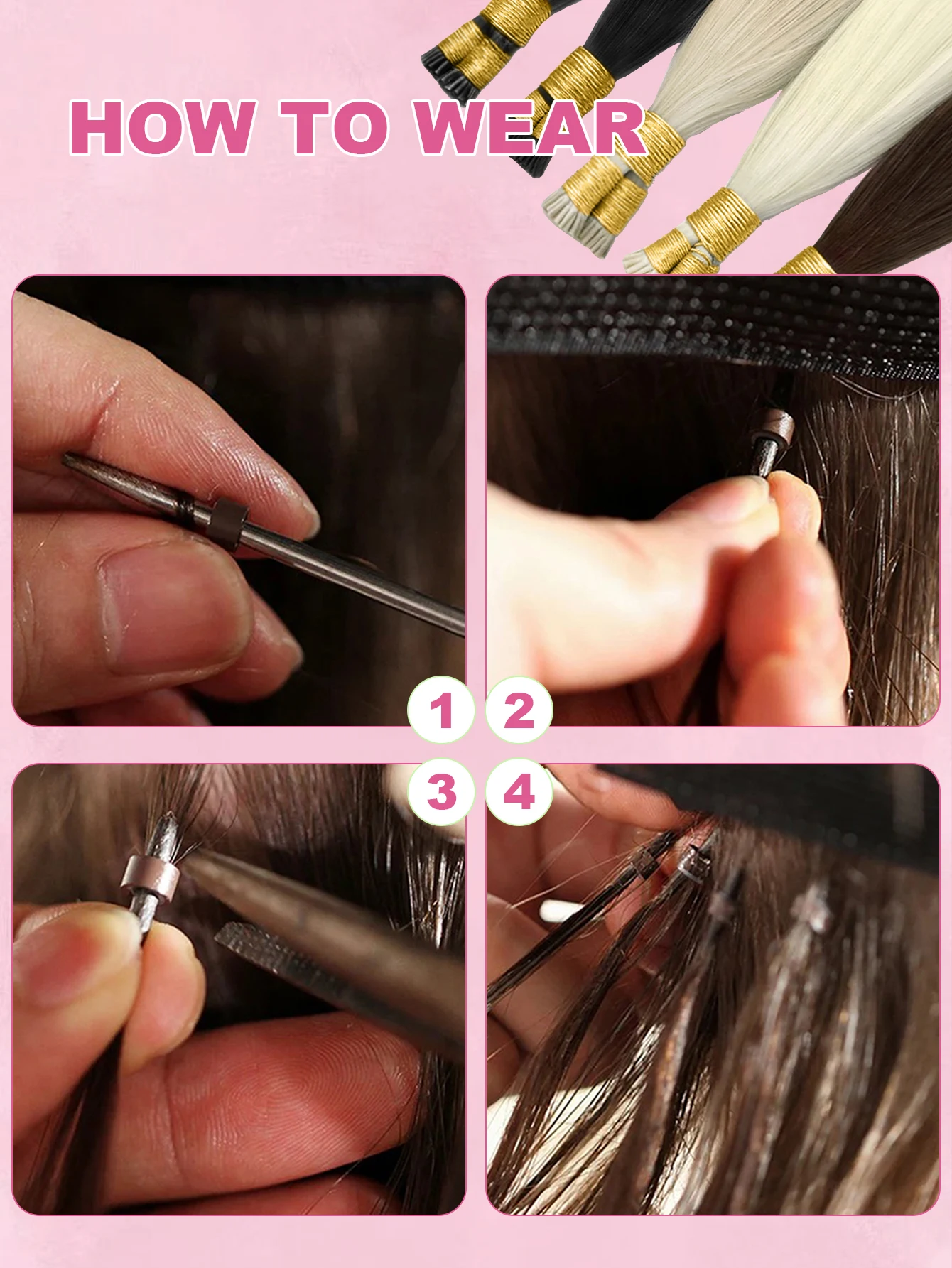 50 Strands I Tip Human Hair Extensions Straight Remy Pre-Bonded Add Length & Volume Natural Looking Hair Extensions P18/613