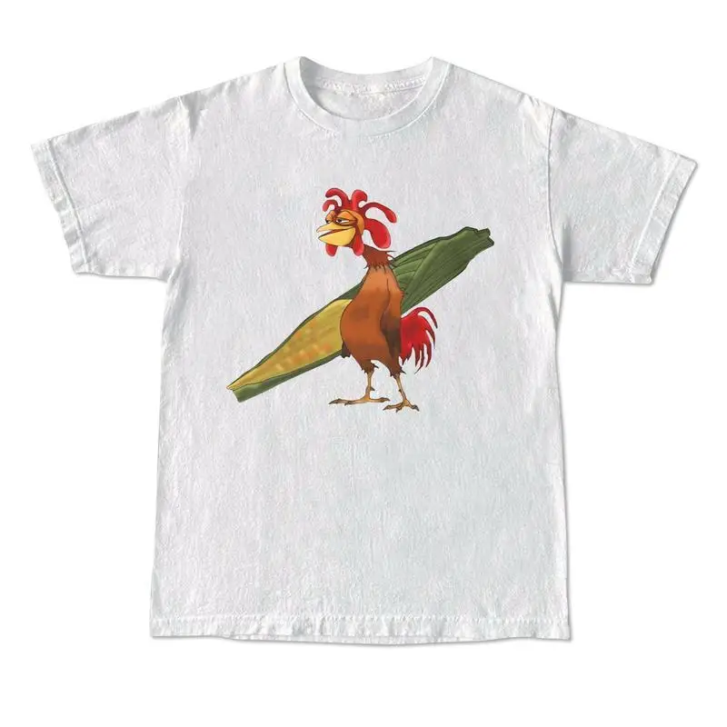 

Funny Rooster Corn Graphic T-Shirt Men’s Oversized Cotton Tee for Summer Streetwear or Meme Lovers