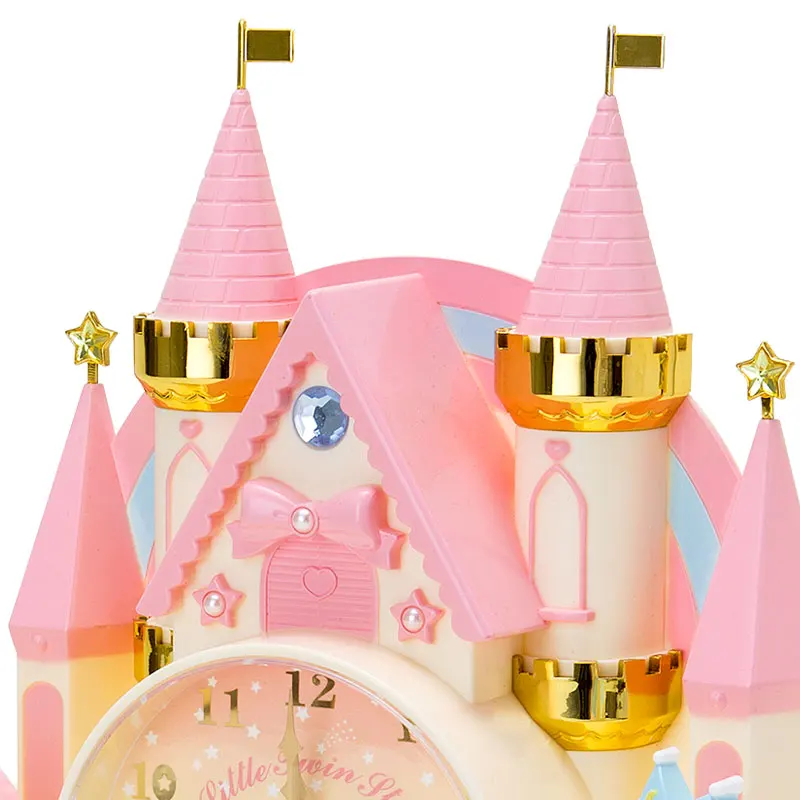 Special Sanrio Version Little Twin Stars Cinnamoroll Drawer Clock Sitting Table Clock Dream Castle Shape Desktop Ornamental