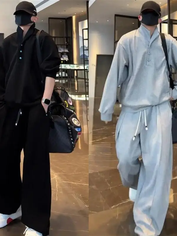 Conjunto de Calças de Moletom de Tamanho Grande para Homens e Mulheres, Roupas Casuais Esportivas para Primavera e Outono, Moda para Adolescentes