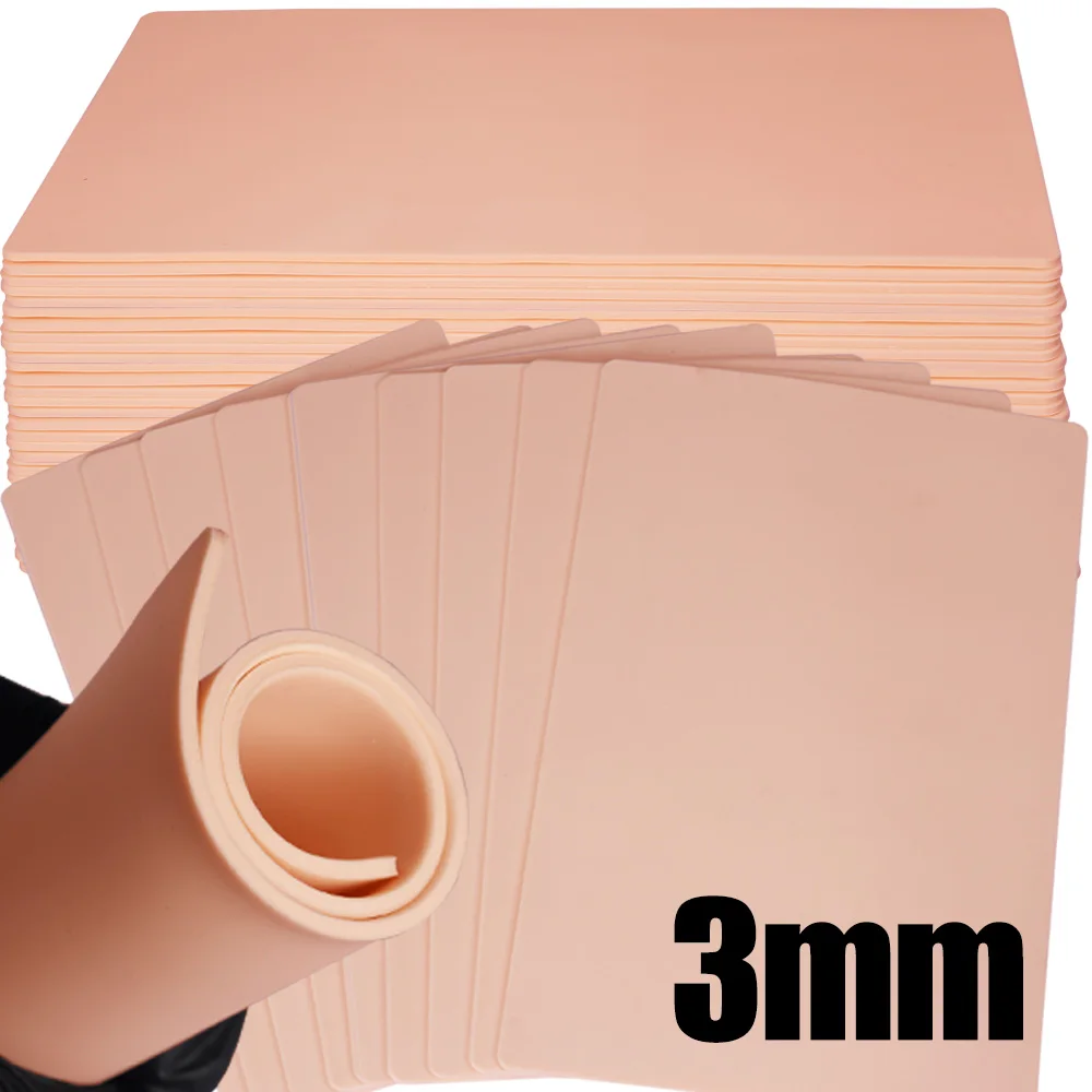 3MM A4/Standard Tattoo Practice Skin Silicone Fake Skin Double-Side Synthetic Leather Permanent Makeup Tattoo Training Skin