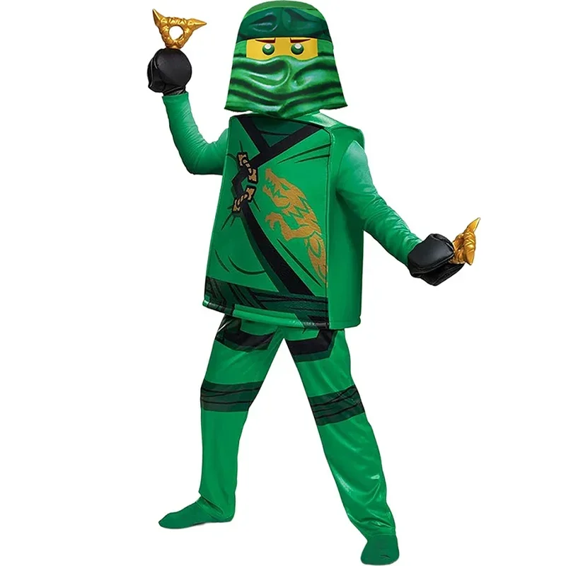 Minifigure Boy Halloween Fancy Dress Up Red Warrior Kai Green Ninja Lloyd Costume per bambini