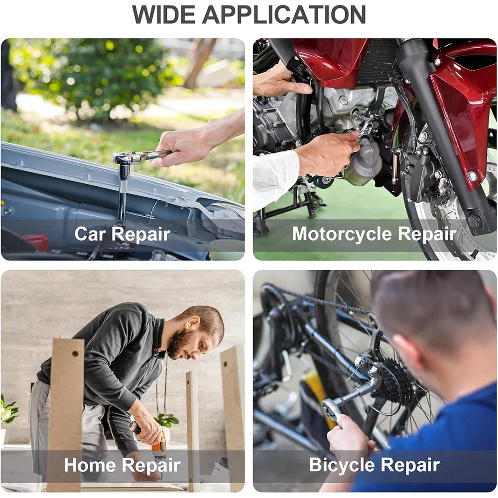 46pcs 1/4 Inch Drive Socket Set Ratchet Wrench Set Car Tool Kit, Bit Socket Wrench Set Metric Mechanic Tool Set