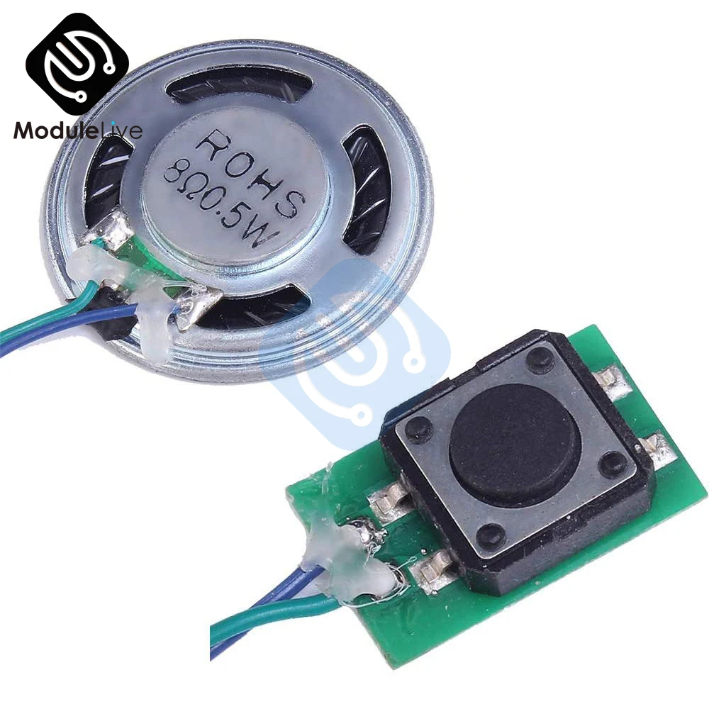 

Sound Recorder Module Voice MP3 WAV Music Player with Loudspeaker Button Control 8M RAM Capacity DIY Music Box for Greeting Card