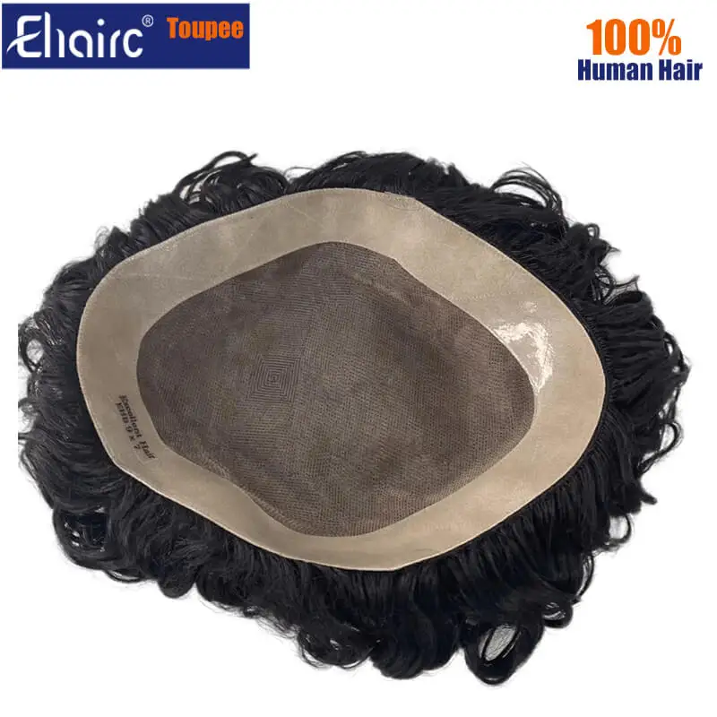 Male Hair Prosthesis Curly Man Wig Breathable Toupee For Men Mono Men\'s Wig 100% Durable Natural Human Hair Wig