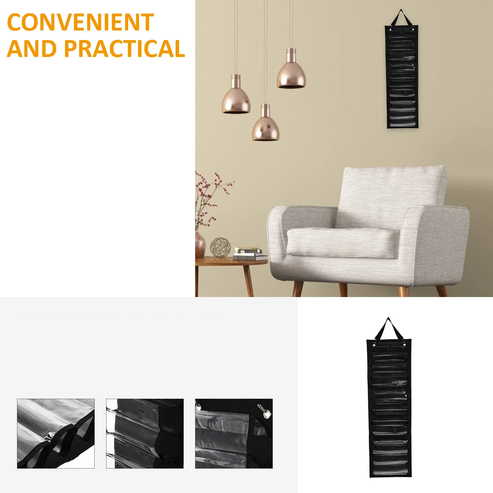 

Roller Door Hanging Bag Vinyl Holder Storage Organizer Small Record Rack Stand Black Craft