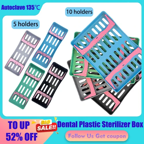 Imagen 1 del producto Suministros dentales, caja de desinfección de plástico Dental colorida, bandejas para colocar, casetes de instrumentos de odontología, herramientas de dentista autoclavadas
