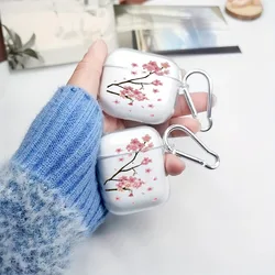 Fashion Cherry Blossoms Case For AirPods Pro3/Pro2/Pro Clear Soft Protective Cover For AirPods 2/3/4 Earphone Case With Keychain