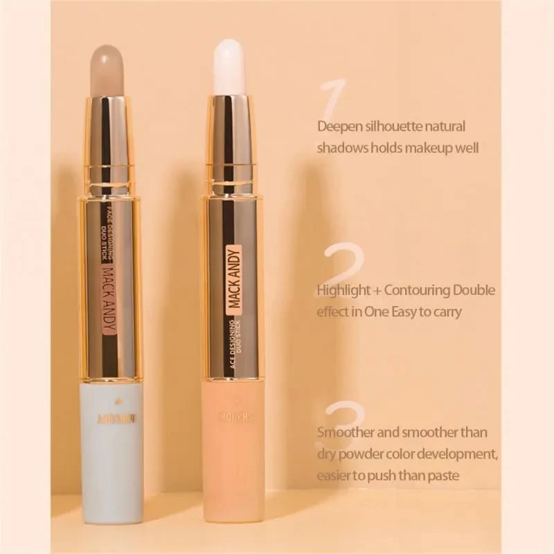 MACK ANDY Double-headed Face Highlight Shadow Repair Stick Pen Three-dimensional Brightening Face Nose Shadow Concealer Cosmetic