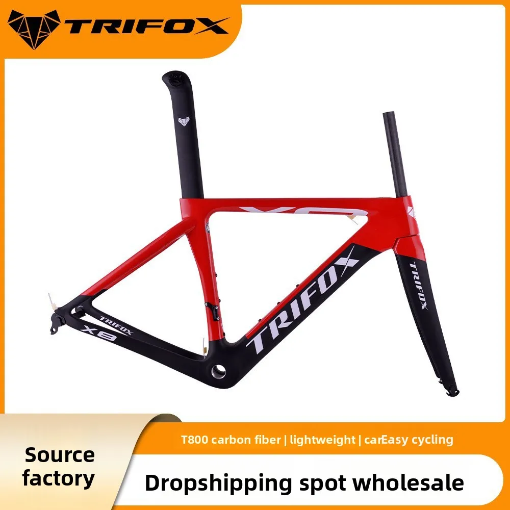 

TRIFOX X8 Carbon Fiber Road Bike Frame 700C Quick Release V Brake Bicycle Barrel Axle Disc Brake Frame Accessories