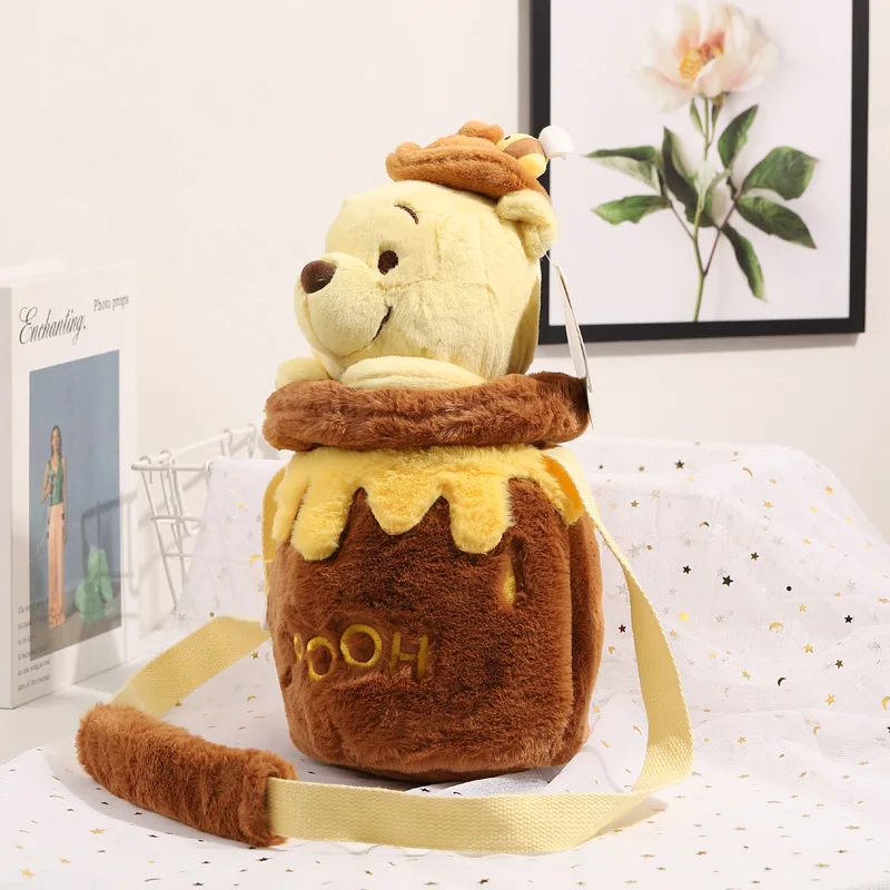 MINISO Disney Genuine Winnie The Pooh Pop Pooh Bee Pot Cherry Blossom Winnie The Pooh Plush Portable Messenger Bag